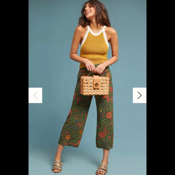 Anthropologie Pants - Anthropologie | Ett:Twa Boho “Schuyler” Green Floral Printed Pants Size XS